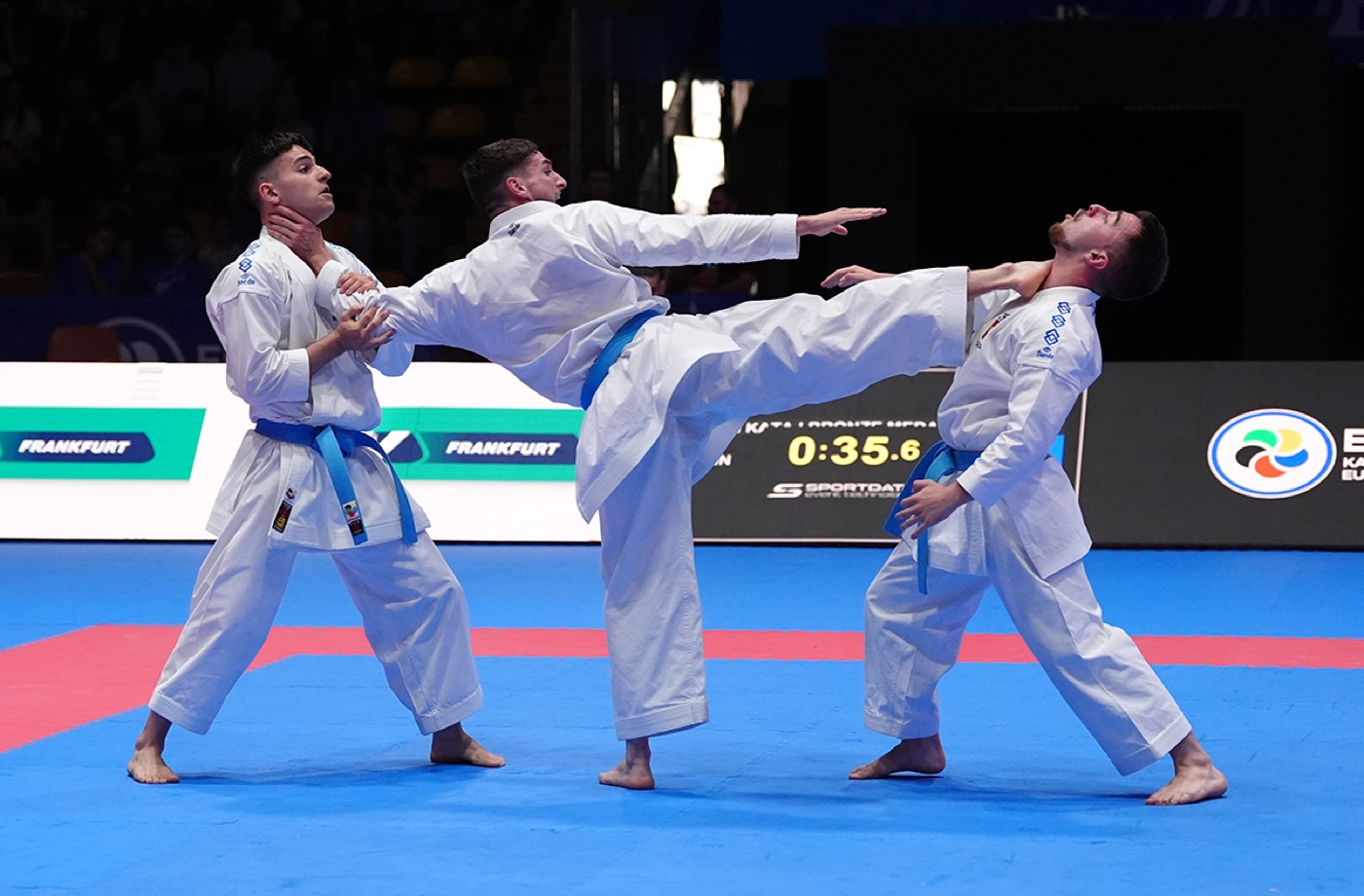 Team kata action at the 2026 EKF Senior Championships in Frankfurt