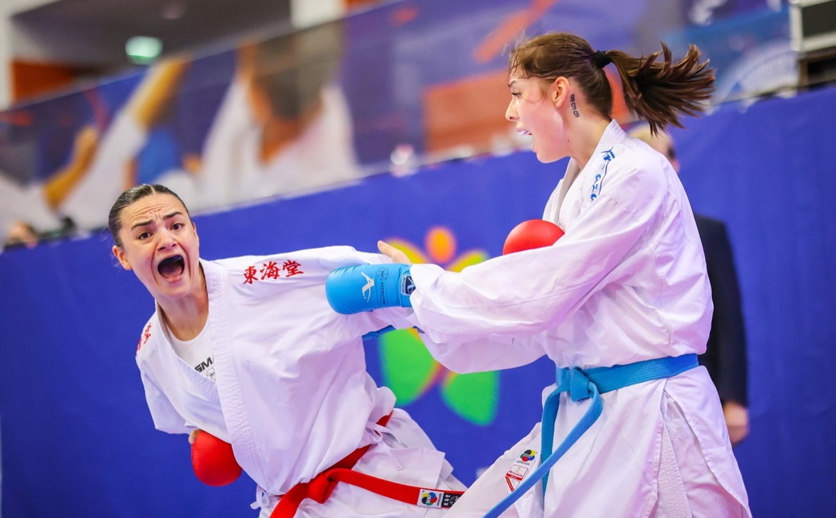 Female kumite action at the Polish Open 2026 in Bielsko-Biała