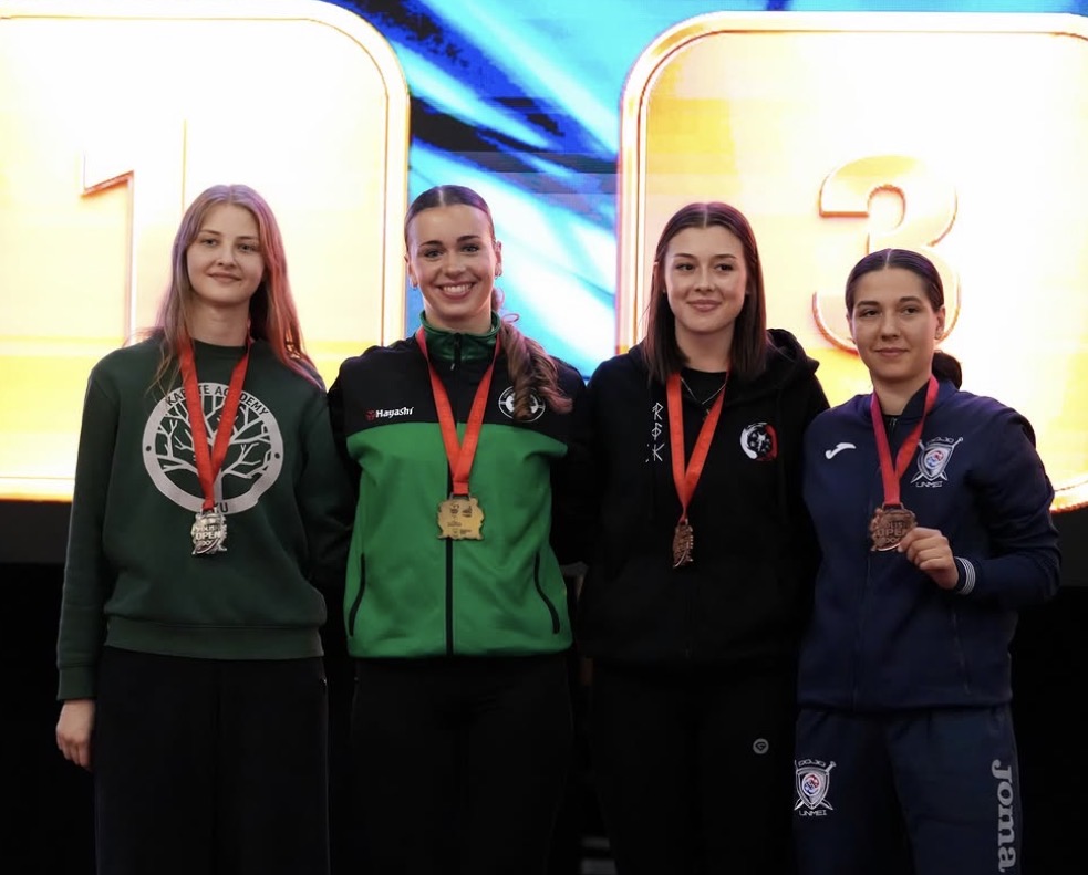 Robin Zwanenburg with her Female Kumite -68 kg gold on the Polish Open 2026 podium