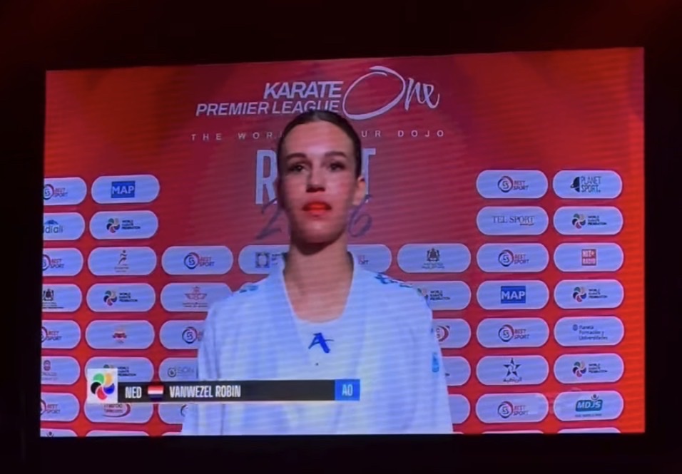 Robin van Wezel before her Female Kumite +68 kg competition at the Karate1 Premier League in Rabat 2026